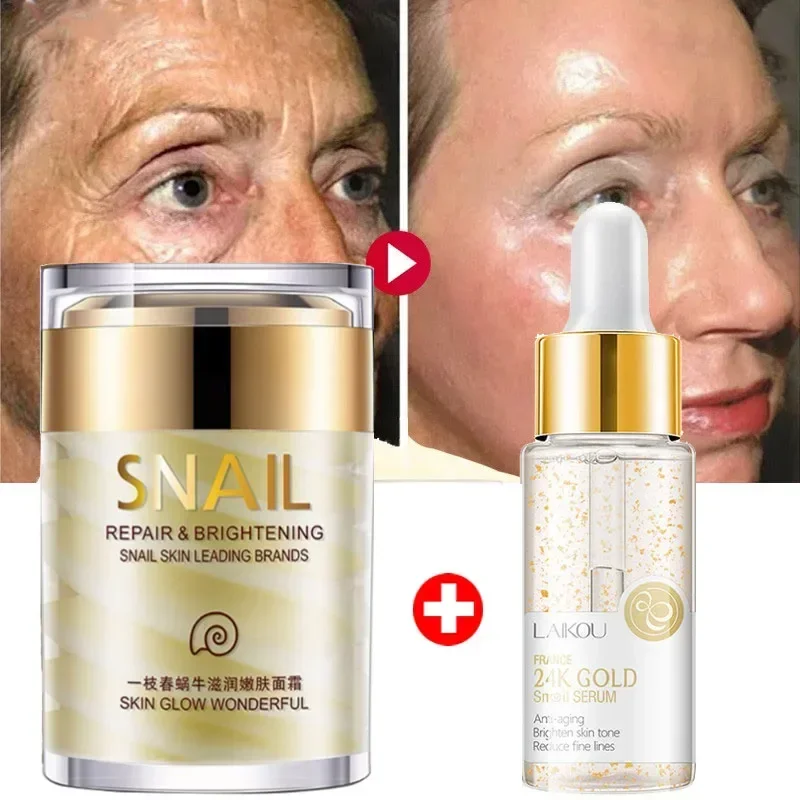 

Snail Cream Collagen Face Anti Aging Whitening Moisture Facial Firming Serum Anti Wrinkles Eye Bags Korean Skin Care Product 60g