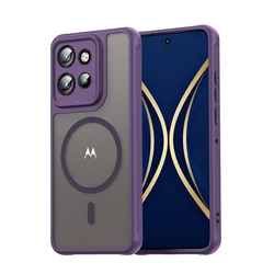 Matte Clear Airbag Shockproof Magnetic Case with Wireless Charging Compatibility - Motorola Signature (PURPLE)