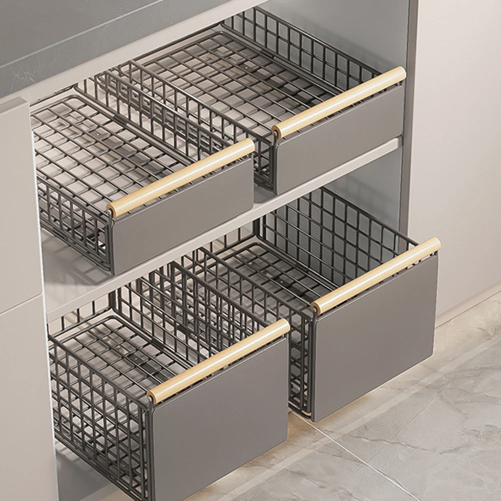 Cassetto Telescopico Estraibile Per Armadietti – 23,5x39,5x19,5 Cm, Senza Trapano, In Acciaio, 2 Pezzi, Regolabile Fino A 56,5 Cm
