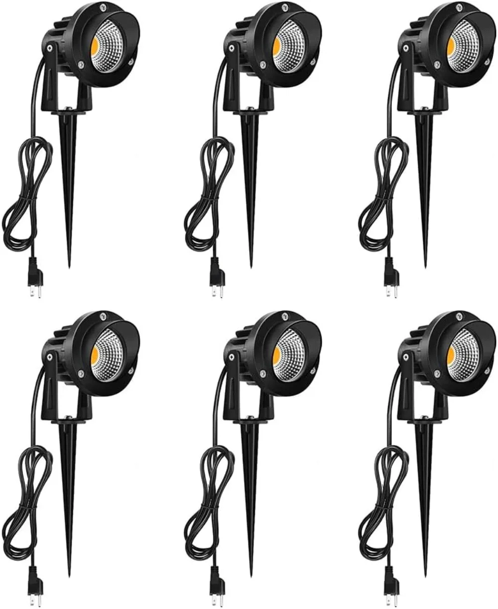 LED Landscape Lights, 10W 120V Outdoor Landscape Lighting with Ground Spike, 3000K Warm White, IP65 Waterproof Outdoor Spotlight