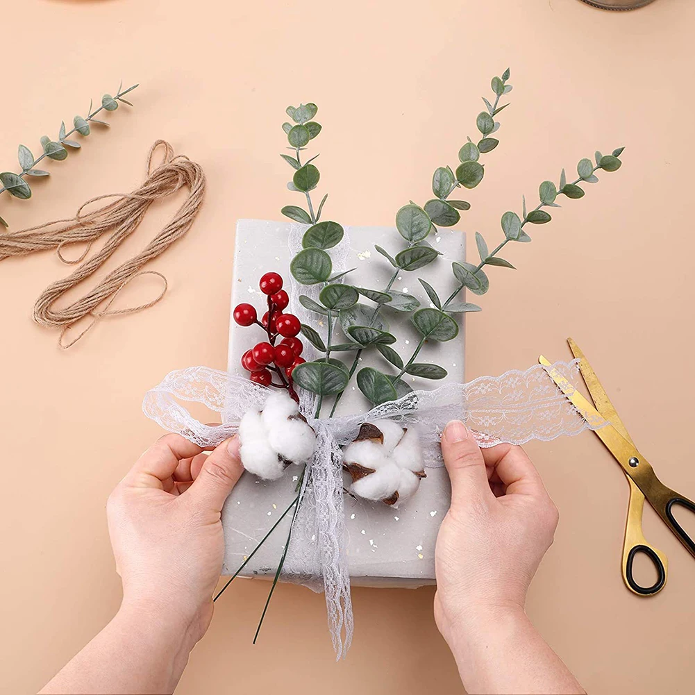 20 Pcs 38 CM Indoor Artificial Eucalyptus Leaves Floral Home Decor Artificial Grasses Fake Greenery Plant Faux Greenery Branches