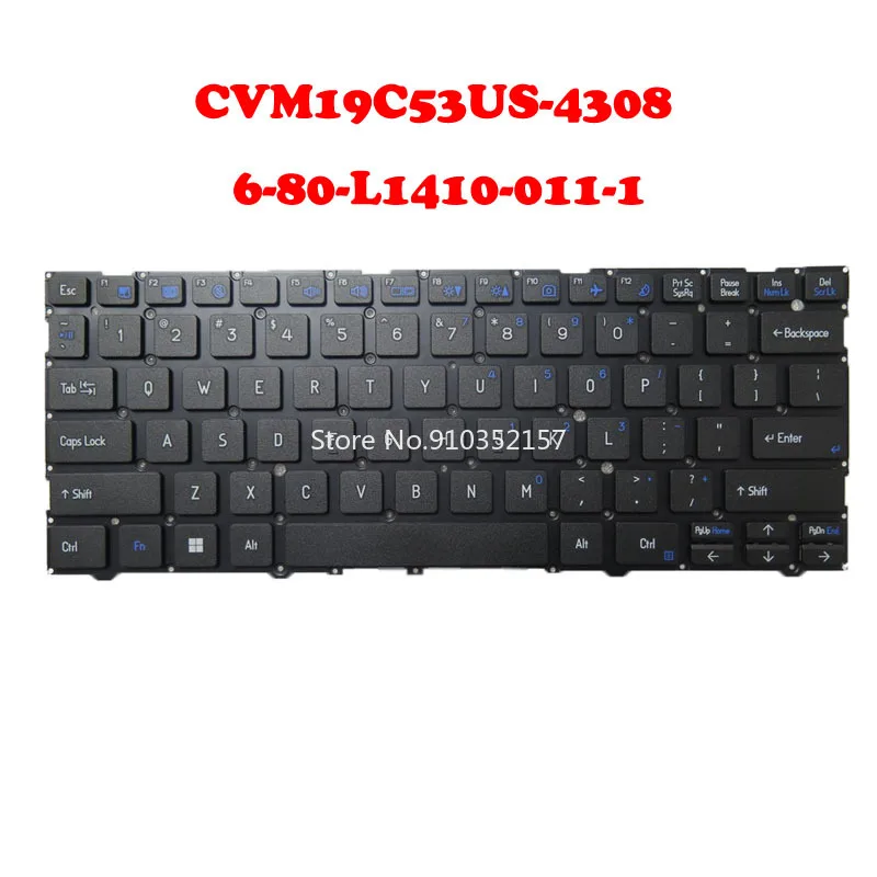 

Клавиатура для ноутбука без подсветки для CLEVO CVM19C53US-4308 6-80-L1410-011-1 английский США черный без рамки