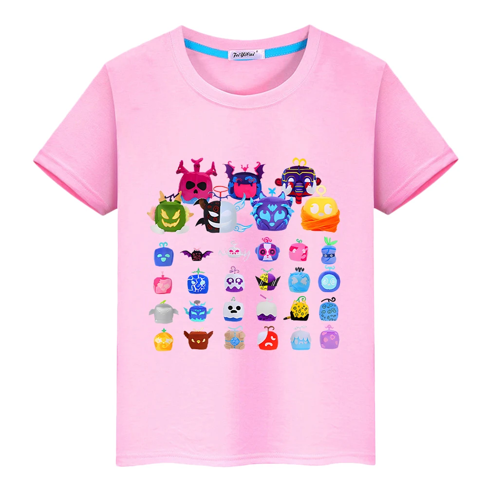 Blox Fruits New Game t shirt for kids boy 10years 100%Cotton Short Tops y2k one piece anime Tees pride tshirt kids clothes girls 2