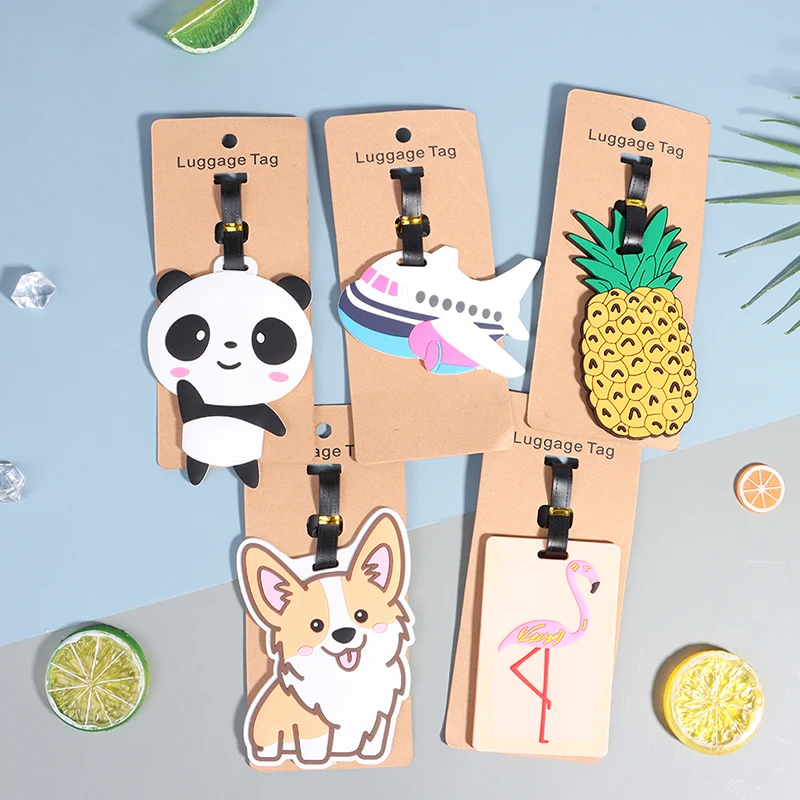 1PCS Luggage Tag Creative Cartoon Suitcase Fashion Style Silicon Luggage Name ID Address Label Portable Travel Accessories Label