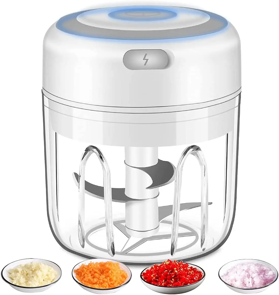 Electric Mini Garlic Chopper, Portable Food Processor, Vegetable Chopper Onion Mincer, Cordless Meat Grinder with USB Charging wireless charging portable baby food machine mini meat grinder electric home multifunctional cooking machine