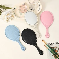 1PC Handle Cosmetic Compact Mirror For Women Vintage Carved Handheld Vanity Mirror SPA Salon Makeup Hand Mirror 2