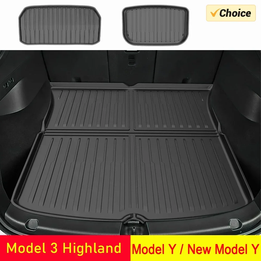 Trunk Mats For Tesla New Model Y Launch 2021-2025 Model 3 Highland Cargo Liner Front Back Sill Guard Anti-Kick Accessory