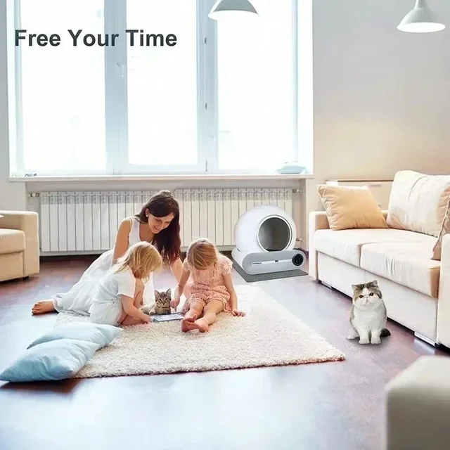 65L Automatic Intelligent Cat Litter Pan APP Controls Self Cleaning Fully Closed Electric Deodorising Litter Box Rubbish Bag 6