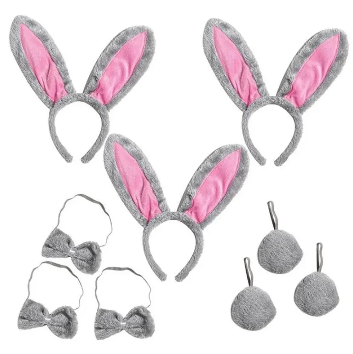 Zootopia Judy Cosplay Bunny Ears Gray Rabbit Plush Ear Simulation Bendable Ears Headband Cute Accessories Gifts Kids