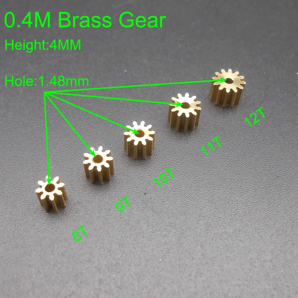 Brass Gear Spur Pinion Mechanical Small 0.4 Modulus Bore Hole Aperture 1.5MM 1.48MM 8/9/10/11/12 Teeth 8T9T10T11T12T 5Pcs X 0.4M transmission gear