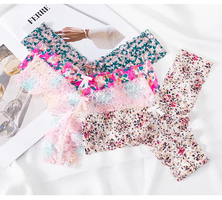 Culotte-slip,culotte taille basse Sexy à fleurs pour femmes,String G ...