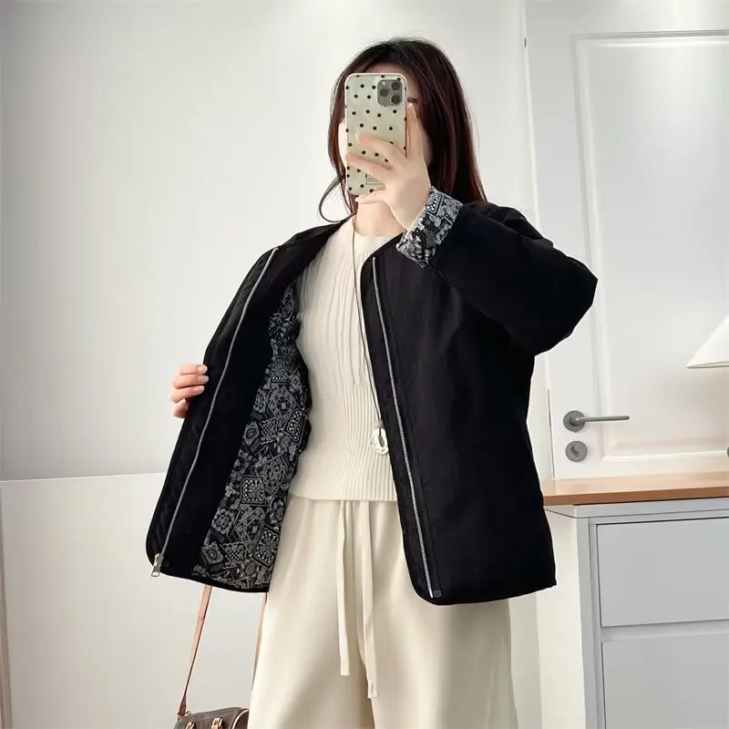 XXXXL Fashion Plus Size Women's Parkas Winter New Retro And Simple Padded Jacket Elegant And Warm Zipper Coats 938