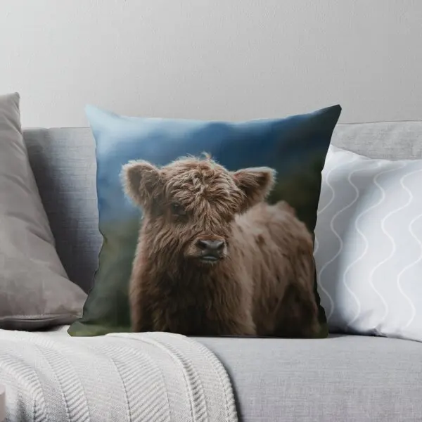 

Baby Highland Cow Printing Throw Pillow Cover Hotel Home Comfort Fashion Case Fashion Throw Waist Pillows not include One Side