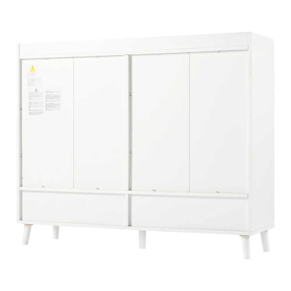 Closet Sideboard Shoe Wardrobe with Adjustable Folding Minimalist Design and Solid Wood Legs Organizer