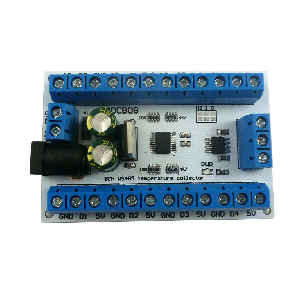 

8CH DC12V RS485 DS18B20 Temperature Sensor Board Temperature Acquisition Collector MODBUS RTU Module For Paperless Recorder PLC