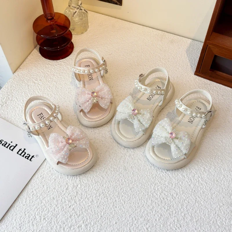 Girls Summer Flat Sandals Pearl Casual Shoes