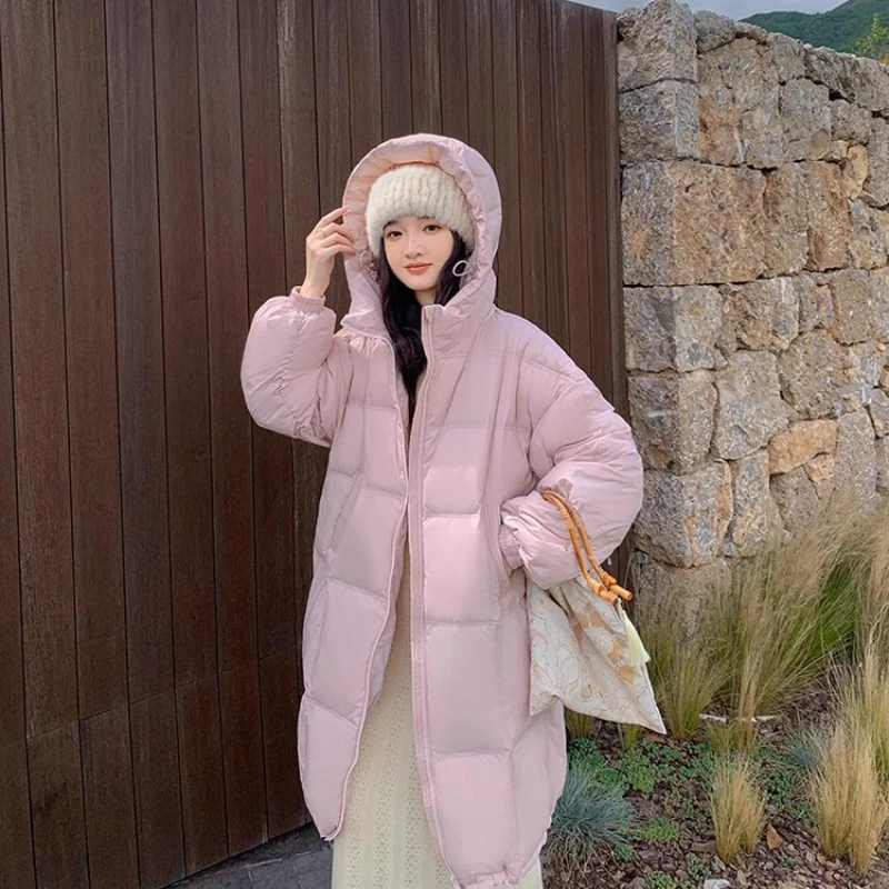 thumbnail image 1 of Abrigos de invierno nuevos, chaqueta acolchada para mujer, versión coreana, parka informal lisa y sencilla, resistente al viento, gruesa y cálida, chaquetas de plumón de longitud media, 1 of 4
