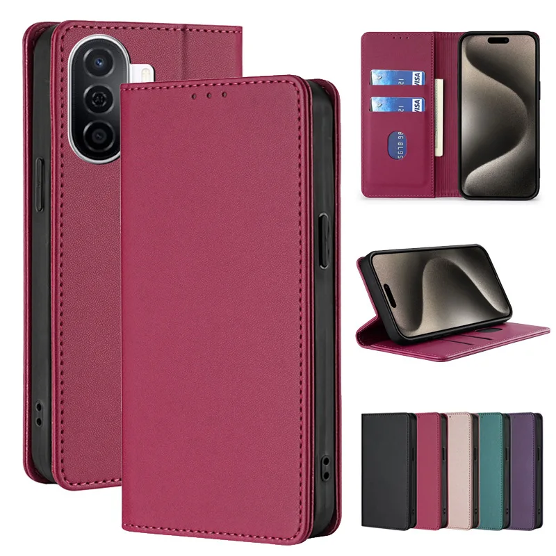 Magnetic Leather Flip Wallet Phone Case with Card Slots