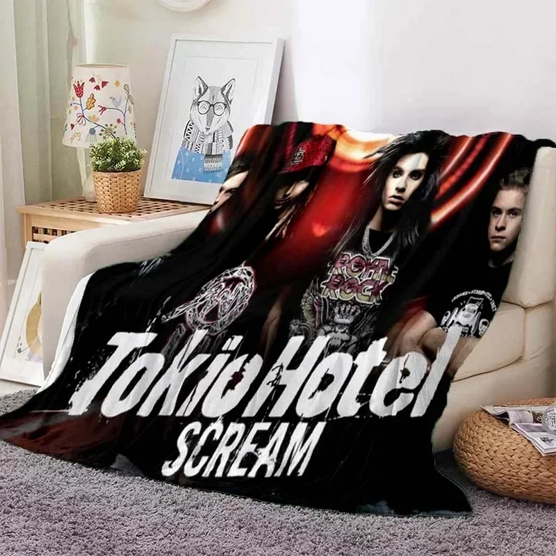 Tokio Hotel band Retro printed blanket warm blanket flannel soft and comfortable blanket home travel bedding birthday gift 3