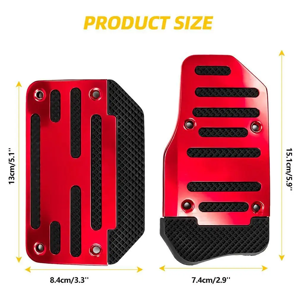 2Pcs Aluminum Car Accelerator Non-Slip Pedal Pad Cover Automatic