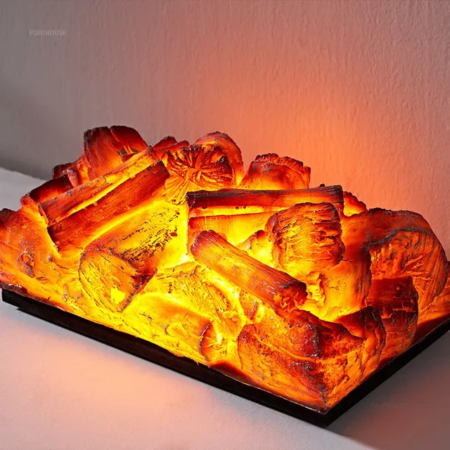 เตาผิงจำลองเปลวไฟถ่าน สำหรับตกแต่งผนังห้องนั่งเล่นสไตล์โมเดิร์น 1