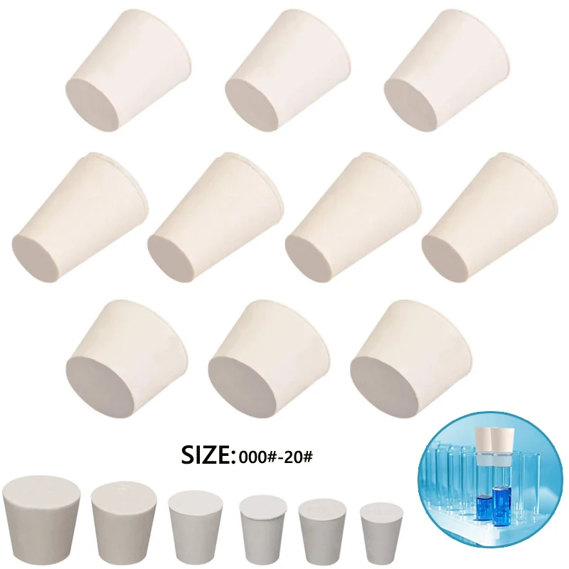 23 sizes White Solids Rubber Stopper Push-In Sealing Plug Laboratory Rubber Plug Pipe Tank wine bottle Tapered Hole Bung