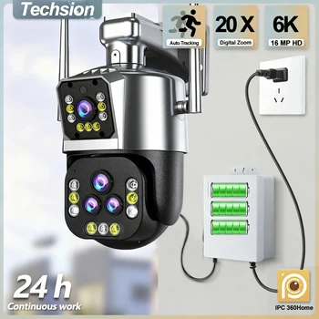 6K 16MP Outdoor CCTV Security Camera with 20x Optical Zoom 4 Lenses Auto Tracking & Power Outage Backup Compatible for Home Use 1