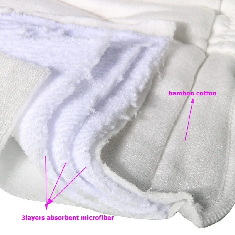 Reusable Diapers Accessories, 5 Layers, Bamboo Charcoal Inserts for Baby Cloth Diapers, Soft Absorbent, Washable Nappies Mate