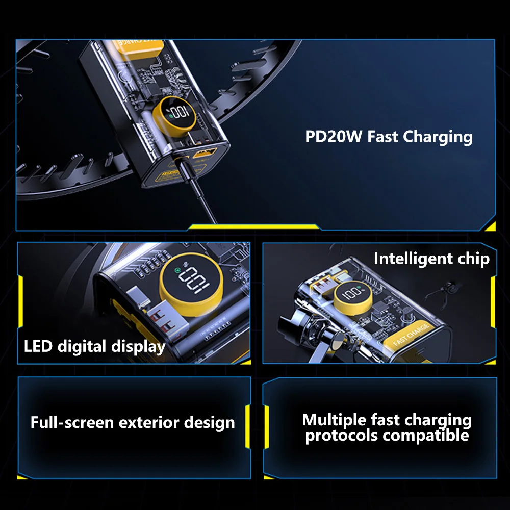 DIY Mobile Power PD22.5W Fast Charging Portable Power Bank 18650/21700 Battery Case With Battery Level Display Phone Accessorie power bank power bank case wireless power bank