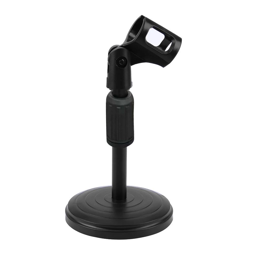 Universal Microphone Clip Stand Holder Foldable Desk Table Handheld Wireless/Wire Mic Tripod Adjustable Holder Plastic Base
