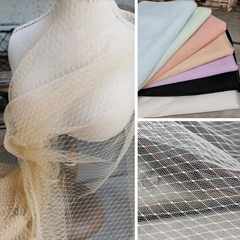 SoftRhombusPlaidMeshFabricSewingForWomensMulticolorBottoming