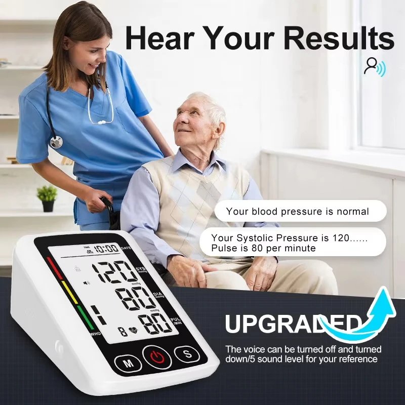 AJC Arm Blood Pressure Monitor LCD Pressure Sensor Automatic Tonometer Digital Tensiometer LED Display Cuff Heart blood pressure monitor blood pressure meter