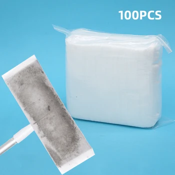 100pcs Disposable Electrostatic Dust Removal Mop Paper Home Kitchen Bathroom Cleaning Cloth Replacement Mop Head Cloth