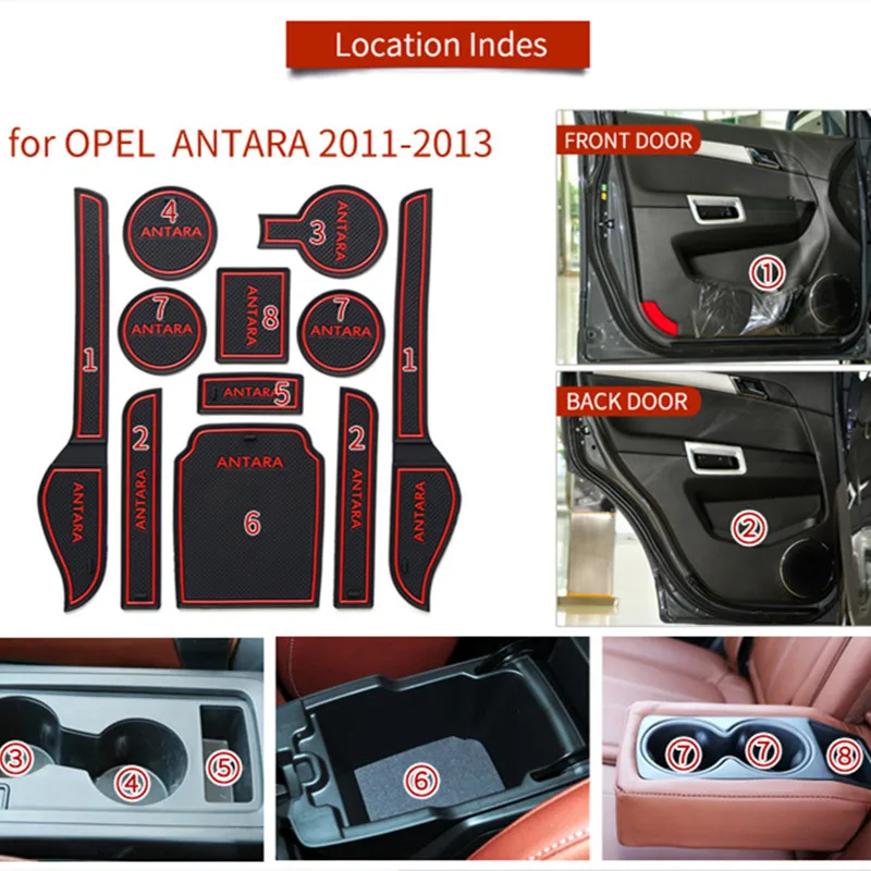 

3D Rubber Mat Lnterior Anti Slip Mat Door Slot Pad Cup Cushion Groove Pad For Opel Antara 2011 2012 2013 Car Accessories