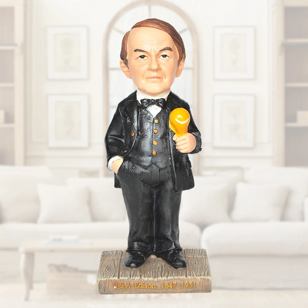 World Famous People Thomas Alva Edison Statue USA America Inventor Scientist Figure Model Decor Crafts Gift Collection 5