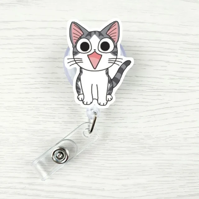 New Design 1 Piece High Quality Acrylic Retractable Nurse Badge Reel  Cartoon cat Animals Students ID Card Badge Holder - AliExpress