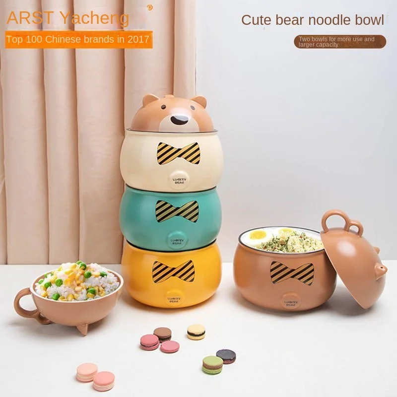 

Миска для мгновенной лапши, керамическая миска с крышкой, столовые приборы большой емкости для студенческого общежития и дома, миска для риса