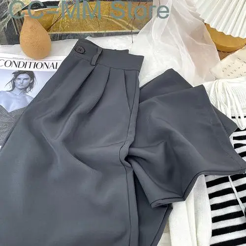 New High Waist Suit Pants Women Fashion Office Ladies Solid Straight Women Pants Chic Casual Wide Leg Pants Women