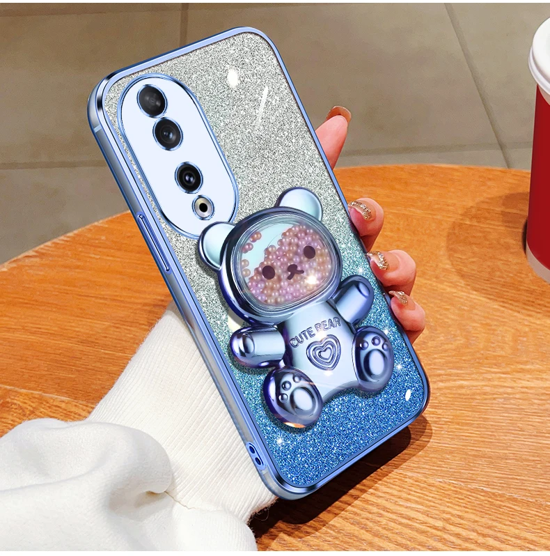Honor90 Quicksand Bear support à paillettes coque de téléphone pour Huawei Honor 50 90 60 s 30 20 Lite housse de support Nova 10 11 Pro_voghion.com