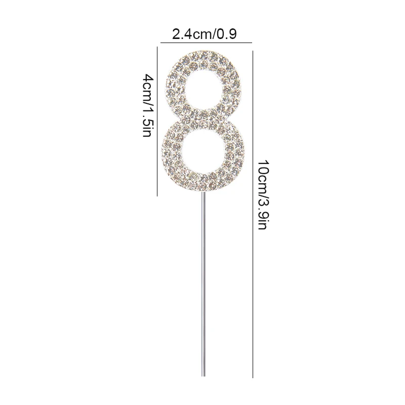 Gold and Silver Glitter Number Cake Toppers - Elegant Birthday and Celebration Decor