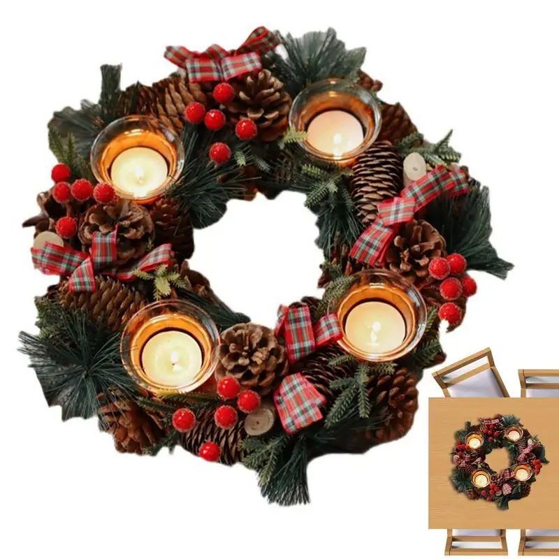 Christmas Wreath Christmas Candle Holder Table Centerpiece Christmas