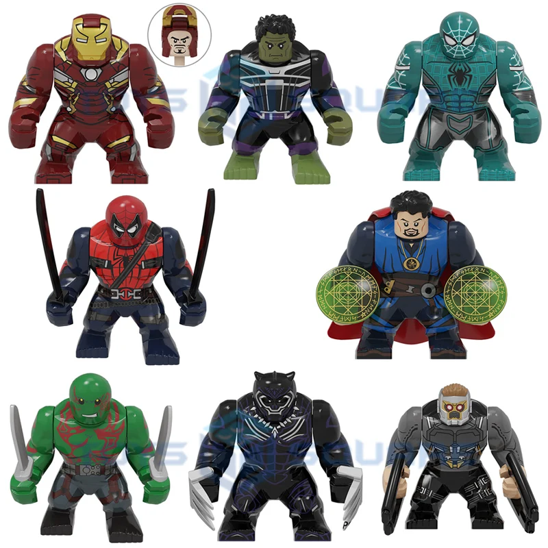 The Doctor Iron Star Spider Lord Drax Destroyer Black Strange Panther Man Model Blocks Moc Bricks Set Regali Giocattoli Pg8264
