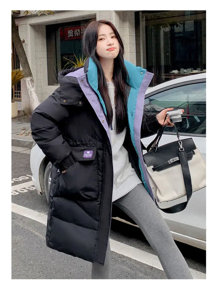 Oversized Winter Hooded Parker Women Down Jacket 2026 New Thicken Cotton Padded Coat Fashion Long Overcoat Female Warm Parkas