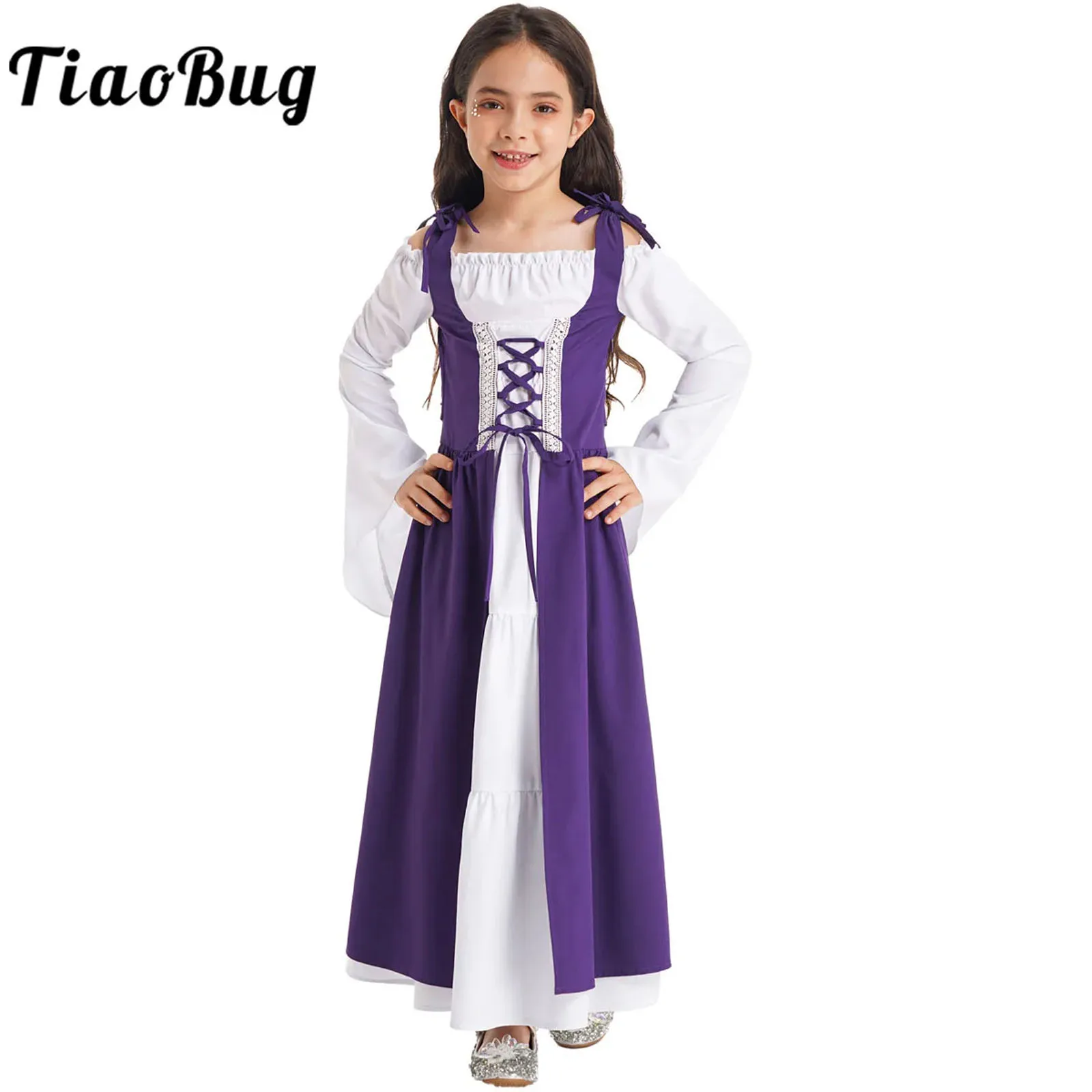 Abito Lungo Da Principessa Rinascimentale - Gotico Vittoriano Con Maniche In Pizzo - Costume Medievale Per Halloween E Cosplay