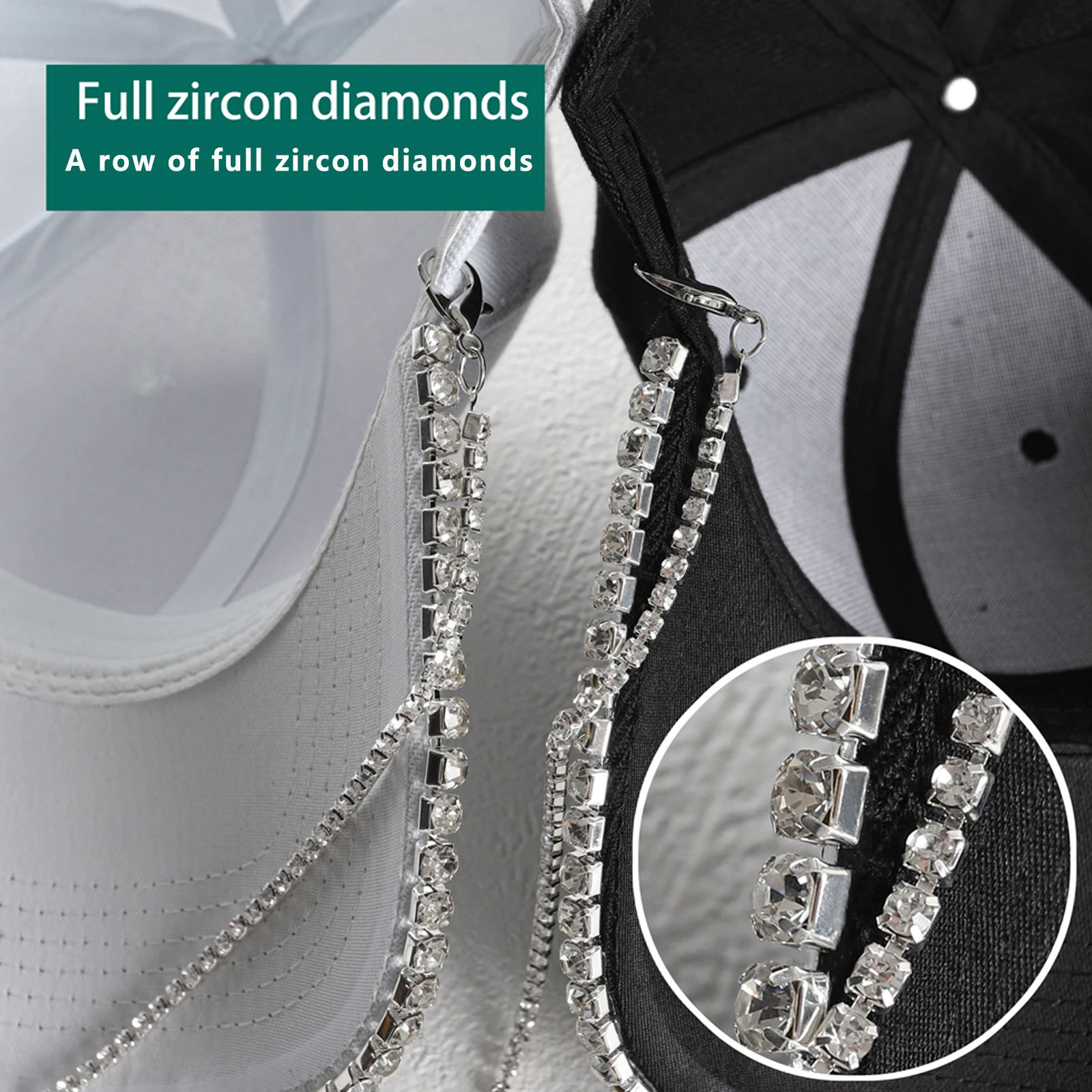 Stylish Women s Baseball Cap with Sparkling Rhinestone Chain Adjustable Trucker Hat for Outdoor Activities Breathable Design