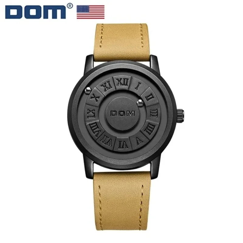 DOM 1345 Men's Quartz Watch Fashion Personality Creative Scrolling Iron Ball Magnetic Pointer Waterproof  for Male Watches Gift
