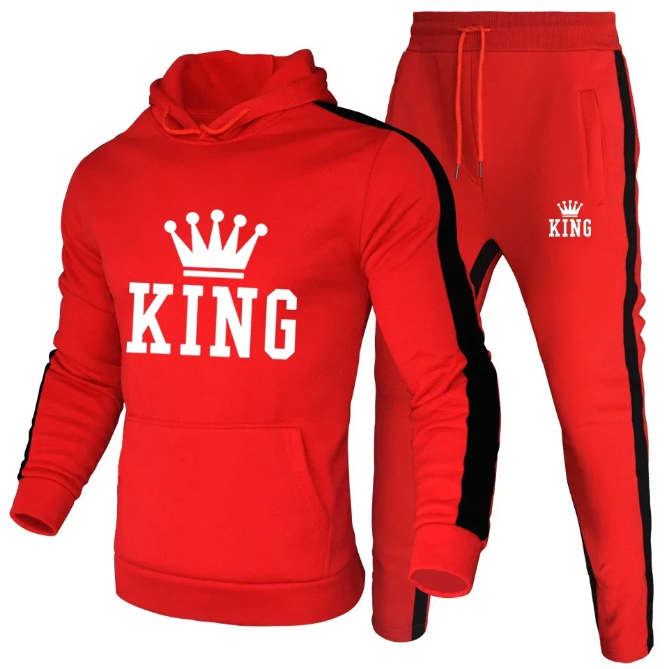 King Tracksuit Winter Hoodies Pants 2 Piece Sets Running Hoodies Men Autumn Sweatshirt Sport Joggers Sweatpants Suit Male 2023