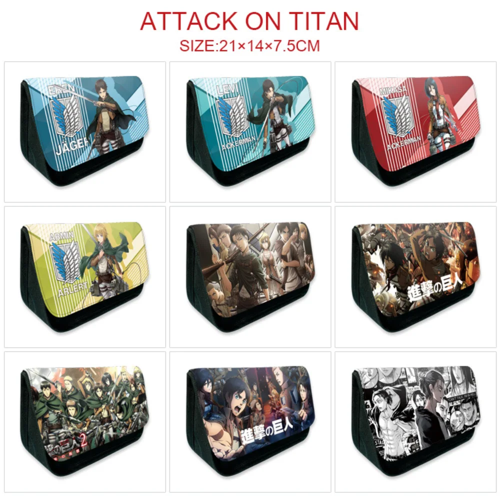 

Anime Attack on Titan Canvas Pencil Case Student Pen Bag Casual Cartoon Makeup Cosmetic Bag Unisex Zipper Stationery Bags