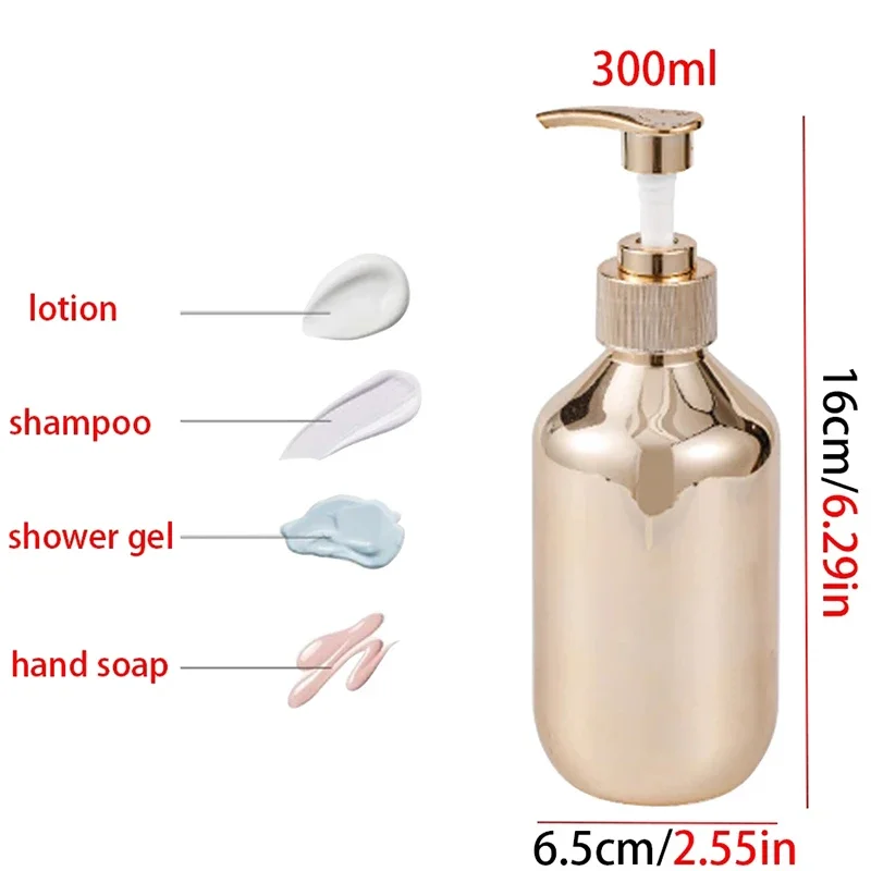 300ml Bath Hand Soap Shampoo Dispenser Plastic Bottle