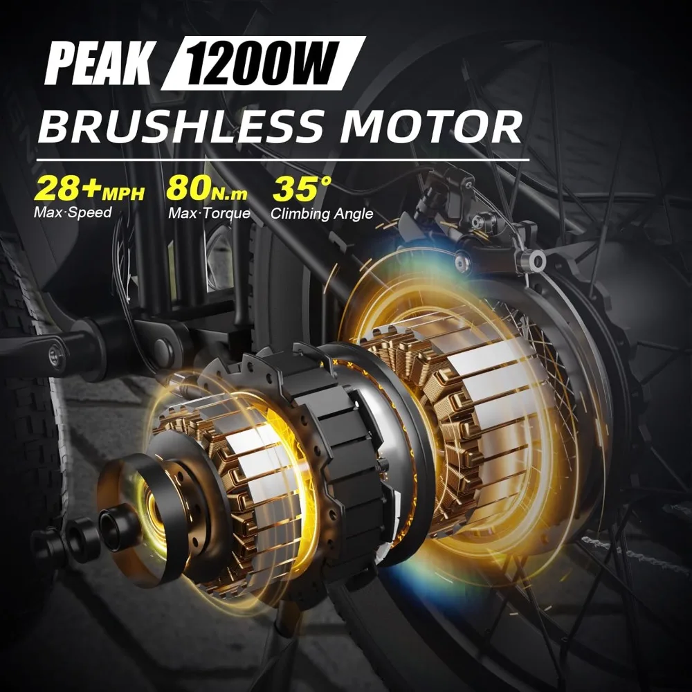 Electric Fat Tire Bike 1200W Motor – 48V Battery, 7-Speed, Dual Disc Brakes 2 Electric Fat Tire Bike 1200W Motor – 48V Battery, 7-Speed, Dual Disc Brakes - Image 2